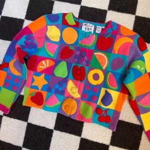 Vintage 1997 Michael Simon crocheted fruit cardigan